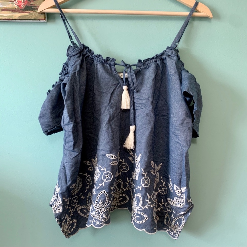 Abercrombie Off-The-Shoulder Embroided Top